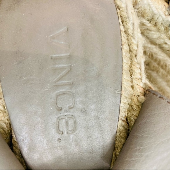 VINCE Sz 8 Sophie Leather Ankle Wrap Peep Toe Espadrille Wedges Sandals - Picture 10 of 15